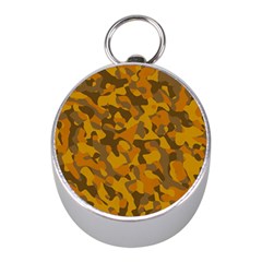 Brown And Orange Camouflage Mini Silver Compasses by SpinnyChairDesigns