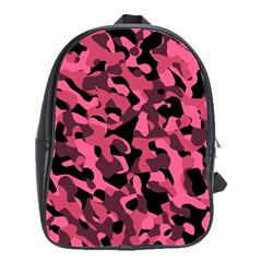 Black And Pink Camouflage Pattern School Bag (large) by SpinnyChairDesigns