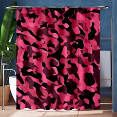 Black And Pink Camouflage Pattern Shower Curtain 60  X 72  (medium)  by SpinnyChairDesigns