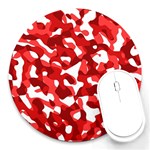 Red and White Camouflage Pattern Round Mousepads Front