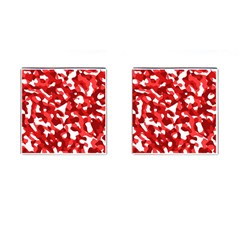 Red And White Camouflage Pattern Cufflinks (square) by SpinnyChairDesigns