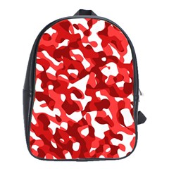 Red And White Camouflage Pattern School Bag (large) by SpinnyChairDesigns