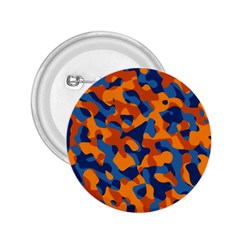 Blue And Orange Camouflage Pattern 2 25  Buttons by SpinnyChairDesigns