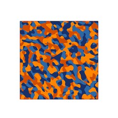 Blue And Orange Camouflage Pattern Satin Bandana Scarf by SpinnyChairDesigns