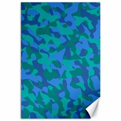 Blue Turquoise Teal Camouflage Pattern Canvas 12  X 18  by SpinnyChairDesigns