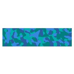 Blue Turquoise Teal Camouflage Pattern Satin Scarf (oblong) by SpinnyChairDesigns