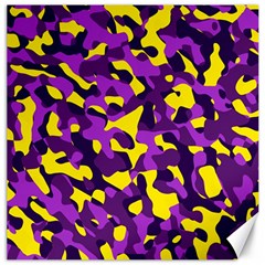 Purple And Yellow Camouflage Pattern Canvas 12  X 12  by SpinnyChairDesigns