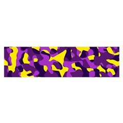 Purple And Yellow Camouflage Pattern Satin Scarf (oblong) by SpinnyChairDesigns