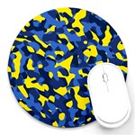 Blue and Yellow Camouflage Pattern Round Mousepads Front