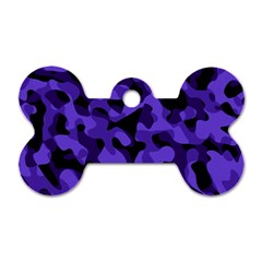 Purple Black Camouflage Pattern Dog Tag Bone (two Sides) by SpinnyChairDesigns