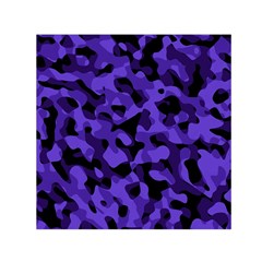 Purple Black Camouflage Pattern Small Satin Scarf (square) by SpinnyChairDesigns