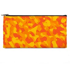 Orange And Yellow Camouflage Pattern Pencil Case by SpinnyChairDesigns