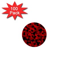 Red And Black Camouflage Pattern 1  Mini Buttons (100 Pack)  by SpinnyChairDesigns