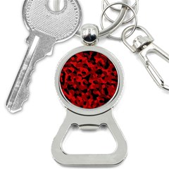 Red And Black Camouflage Pattern Bottle Opener Key Chain by SpinnyChairDesigns