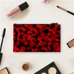 Red and Black Camouflage Pattern Cosmetic Bag (Small) Back