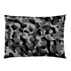 Grey And Black Camouflage Pattern Pillow Case by SpinnyChairDesigns