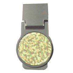 Light Green Brown Yellow Camouflage Pattern Money Clips (round)  by SpinnyChairDesigns