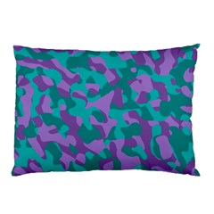 Purple And Teal Camouflage Pattern Pillow Case (two Sides) by SpinnyChairDesigns