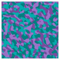 Purple And Teal Camouflage Pattern Long Sheer Chiffon Scarf  by SpinnyChairDesigns