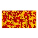 Red and Yellow Camouflage Pattern Satin Shawl Front