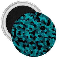 Black And Teal Camouflage Pattern 3  Magnets by SpinnyChairDesigns