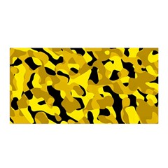 Black And Yellow Camouflage Pattern Satin Wrap by SpinnyChairDesigns