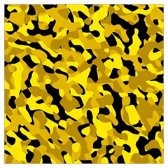 Black And Yellow Camouflage Pattern Long Sheer Chiffon Scarf  by SpinnyChairDesigns