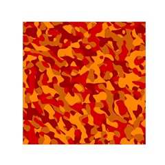 Red And Orange Camouflage Pattern Small Satin Scarf (square) by SpinnyChairDesigns