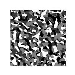 Black And White Camouflage Pattern Small Satin Scarf (square) by SpinnyChairDesigns