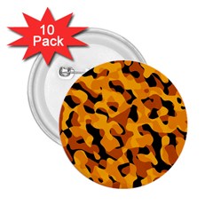 Orange And Black Camouflage Pattern 2 25  Buttons (10 Pack)  by SpinnyChairDesigns