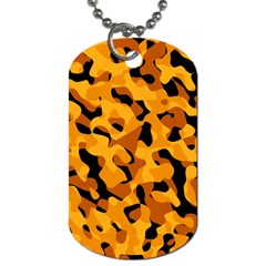 Orange And Black Camouflage Pattern Dog Tag (two Sides) by SpinnyChairDesigns