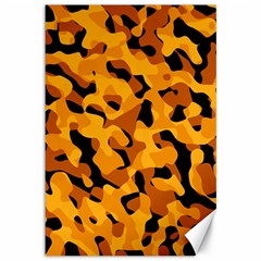 Orange And Black Camouflage Pattern Canvas 12  X 18  by SpinnyChairDesigns