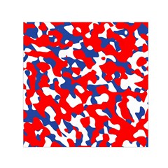 Red White Blue Camouflage Pattern Small Satin Scarf (square) by SpinnyChairDesigns