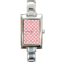 Cute Cat Faces White And Pink Rectangle Italian Charm Watch by SpinnyChairDesigns