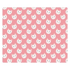 Cute Cat Faces White And Pink Double Sided Flano Blanket (small)  by SpinnyChairDesigns