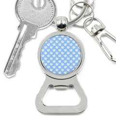 Cute Cat Faces White And Blue  Bottle Opener Key Chain by SpinnyChairDesigns