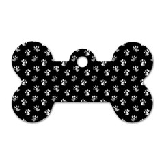 Cat Dog Animal Paw Prints Black And White Dog Tag Bone (one Side) by SpinnyChairDesigns