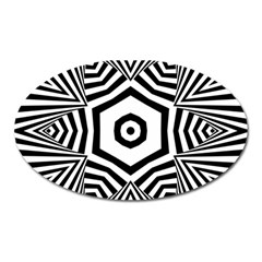 Black And White Line Art Stripes Pattern Oval Magnet by SpinnyChairDesigns