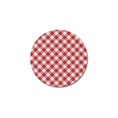 Picnic Gingham Red White Checkered Plaid Pattern Golf Ball Marker (4 Pack) by SpinnyChairDesigns