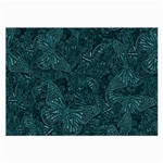 Dark Teal Butterfly Pattern Large Glasses Cloth Front