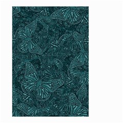 Dark Teal Butterfly Pattern Small Garden Flag (two Sides) by SpinnyChairDesigns