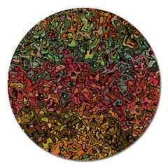 Stylish Fall Colors Camouflage Magnet 5  (round) by SpinnyChairDesigns