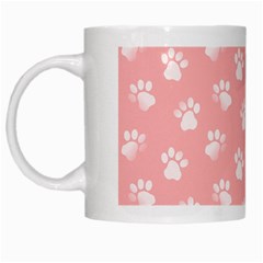 Animal Cat Dog Prints Pattern Pink White White Mugs by SpinnyChairDesigns