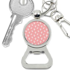 Animal Cat Dog Prints Pattern Pink White Bottle Opener Key Chain by SpinnyChairDesigns