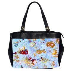 Cosmos Flowers Ligh Blue Oversize Office Handbag (2 Sides) by DinkovaArt