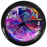 Rainbow Painting Pattern 2 Wall Clock (Black) Front