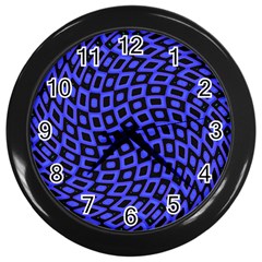 Abstract Black And Purple Checkered Pattern Wall Clock (black) by SpinnyChairDesigns