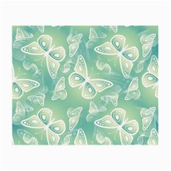 Turquoise Light Green Butterfly Pattern Small Glasses Cloth by SpinnyChairDesigns