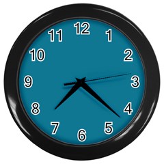 Mosaic Blue Pantone Solid Color Wall Clock (black) by FlagGallery