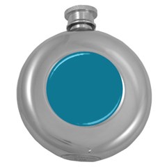 Mosaic Blue Pantone Solid Color Round Hip Flask (5 Oz) by FlagGallery